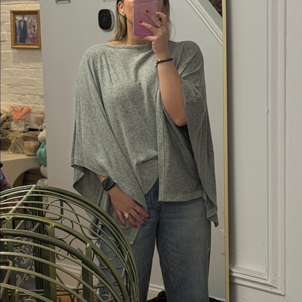 Z Supply Heather Gray Women's Poncho Sweater